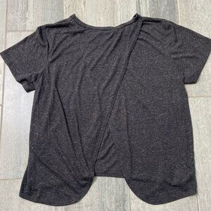 Terez Tulip Back Crewneck Short Sleeve Tee Shirt Heather Gray Size Medium